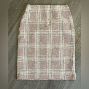 Le Chateau Pink Plaid Tweed Pencil Skirt